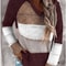 Women Patchwork Hooded Sweater Long Sleeve Knit Pullover 7