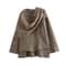 Women Plush Winter Coat With Asymmetric Scarf Collar 2