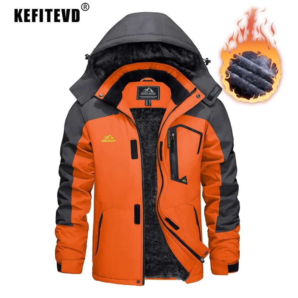 Mens Winter Ski Jacket Waterproof Warm Fleece Snow Coat Windproof Outdoor Parka 0