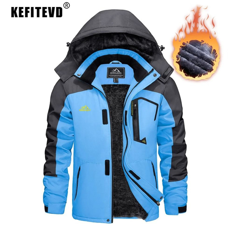 Mens Winter Ski Jacket Waterproof Warm Fleece Snow Coat Windproof Outdoor Parka 2