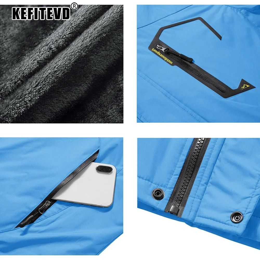 Mens Winter Ski Jacket Waterproof Warm Fleece Snow Coat Windproof Outdoor Parka 4