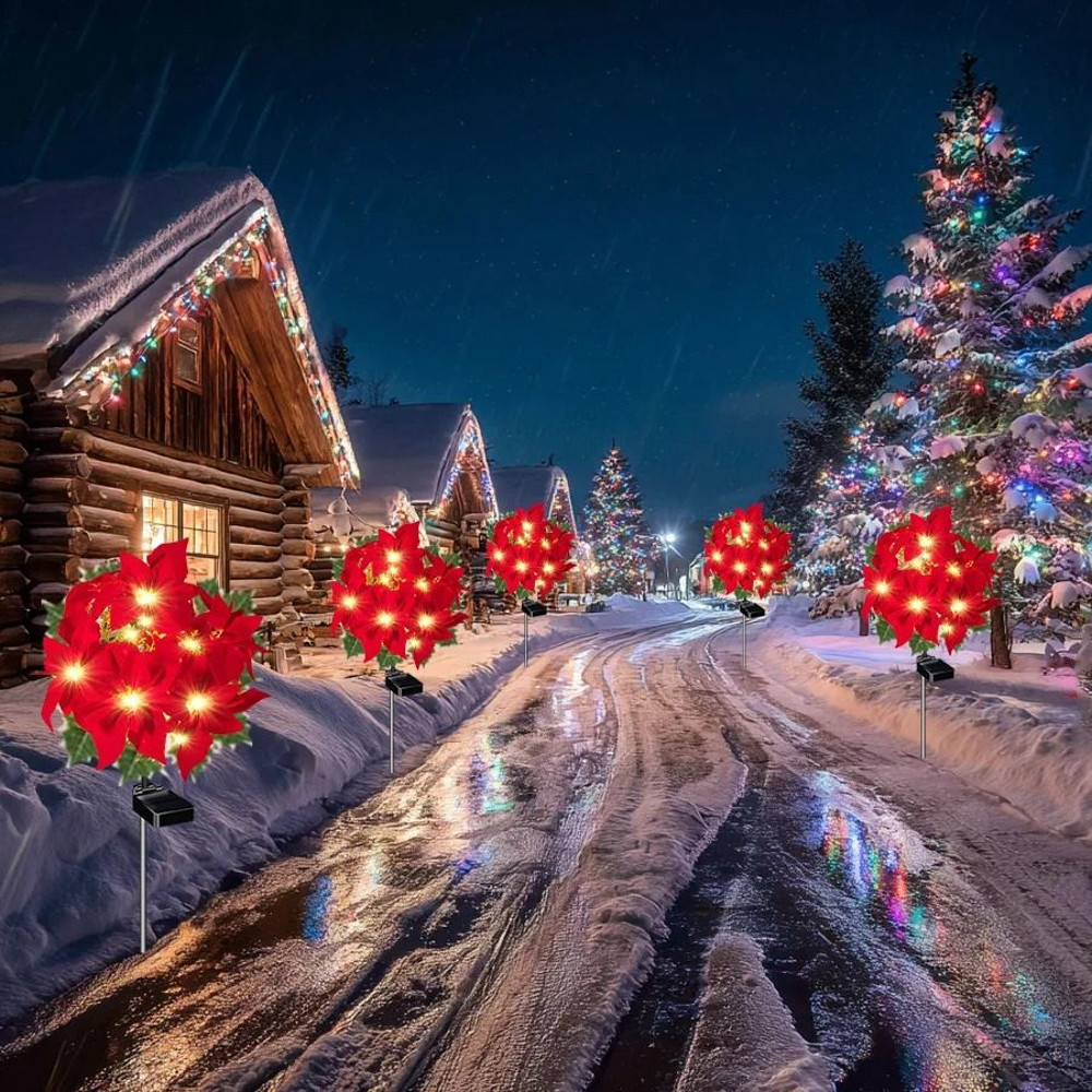 Solar Christmas Flower Garden Lights Set 1