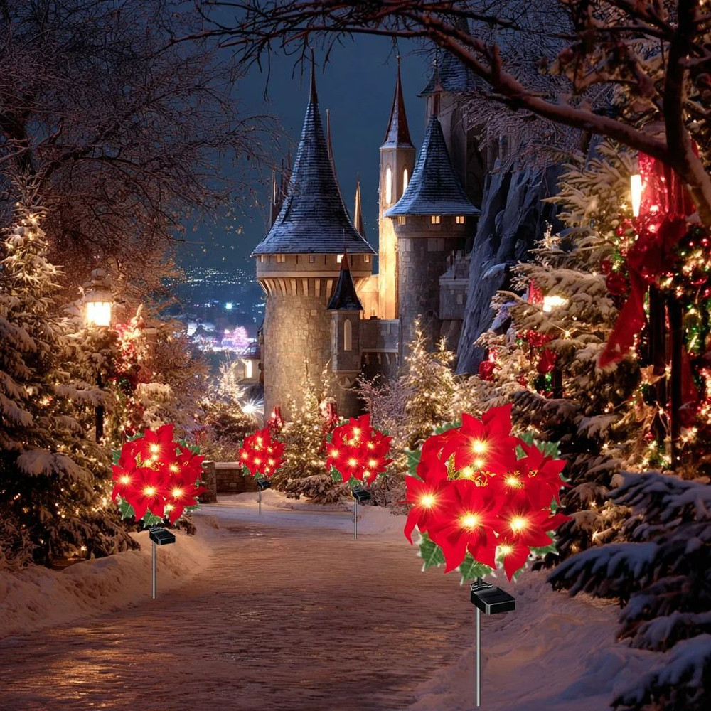 Solar Christmas Flower Garden Lights Set 2