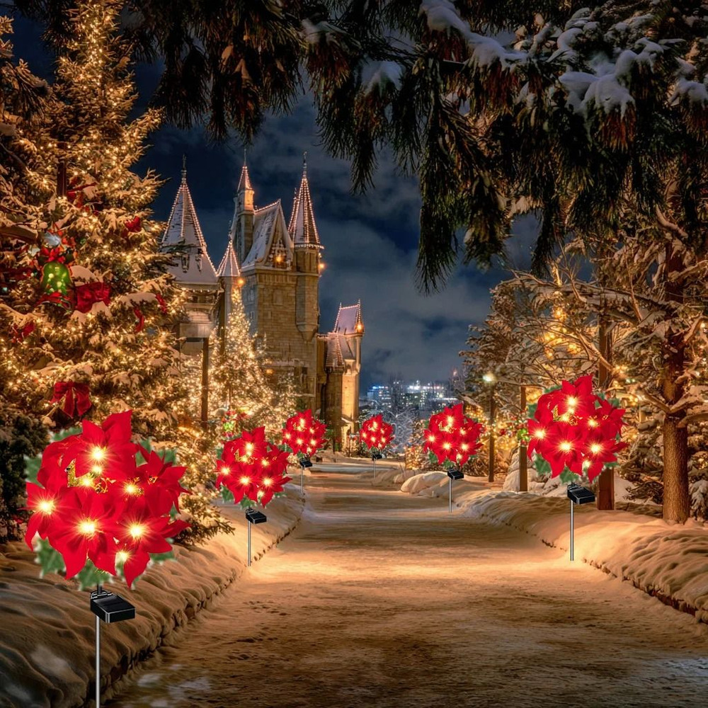 Solar Christmas Flower Garden Lights Set 5
