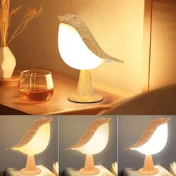 modern magpie led bird night light touch control bedside lamp