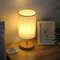 LED Bedside Table Lamp Modern Minimalist Fabric Shade With Wooden Base USB Powered Night Light 3