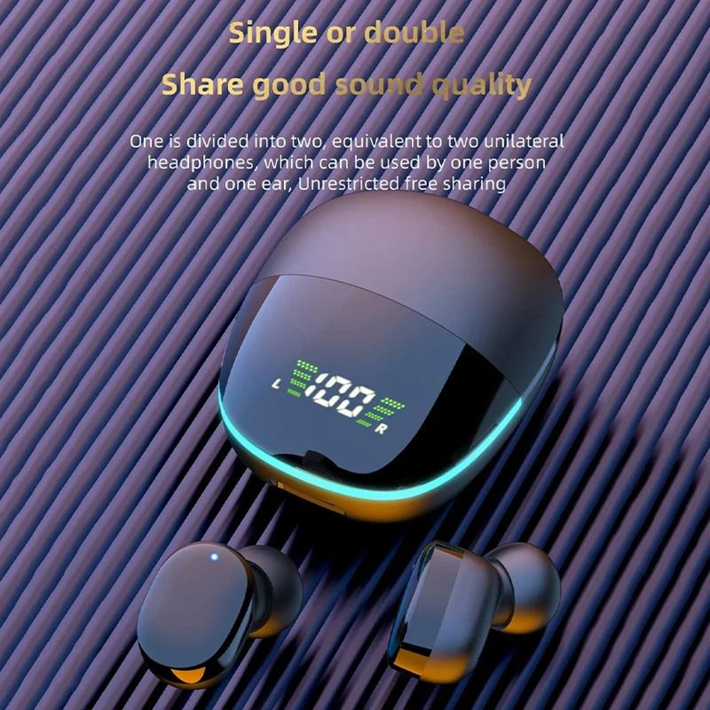 Wireless Bluetooth Earphones With LED Display And Noise Cancelling Mic 6