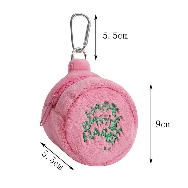 Pink Mini Plush Coin Purse Cute Portable Storage For Coins Earphones And Small Essentials 6