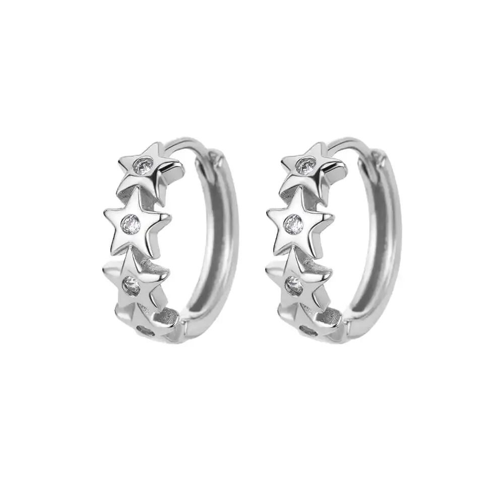 Stainless Steel Star Hoop Earrings 9