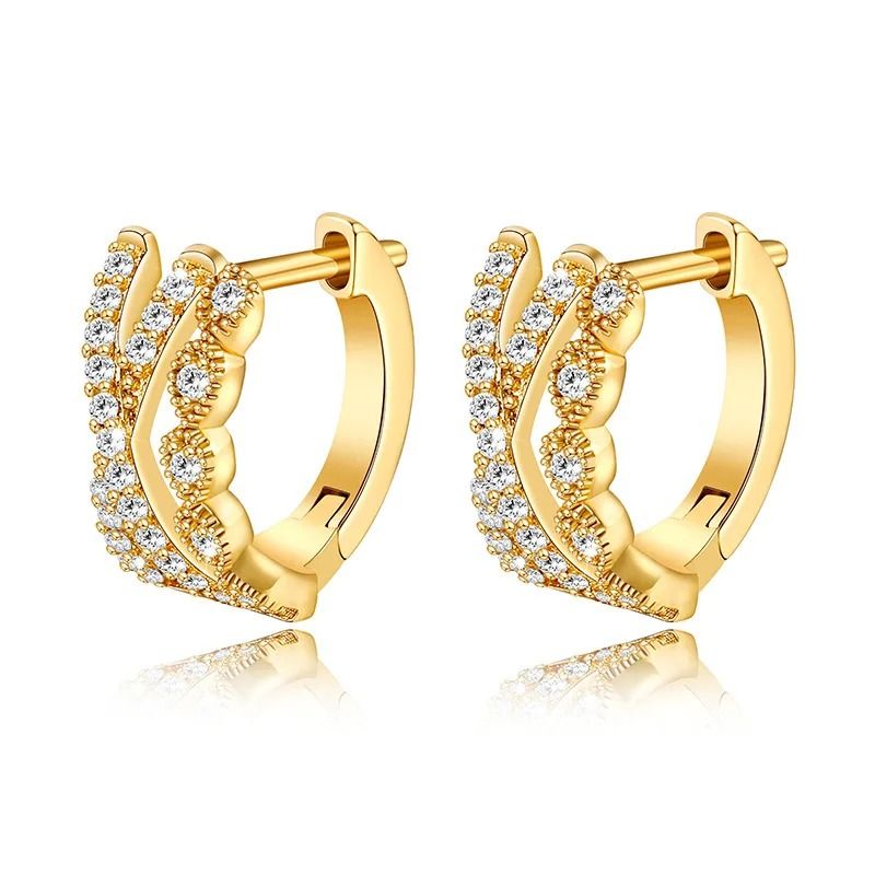 Triple Heart Cubic Zirconia Hoop Earrings 8