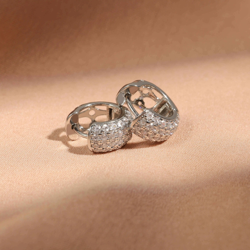 Triple Heart Cubic Zirconia Hoop Earrings 12