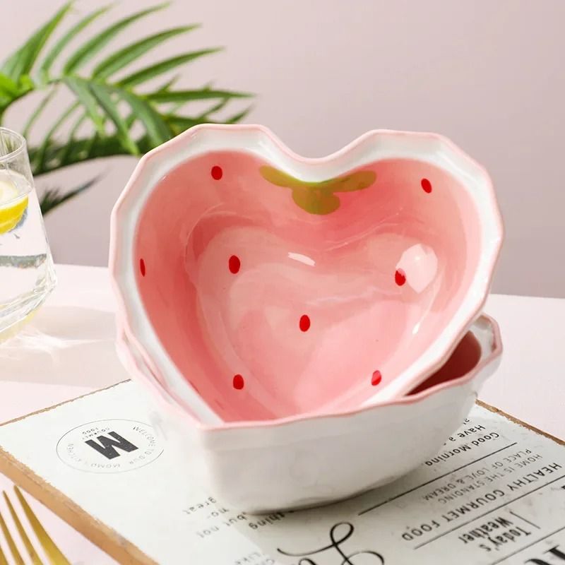 Strawberry Ceramic Bowl With Spoon 1