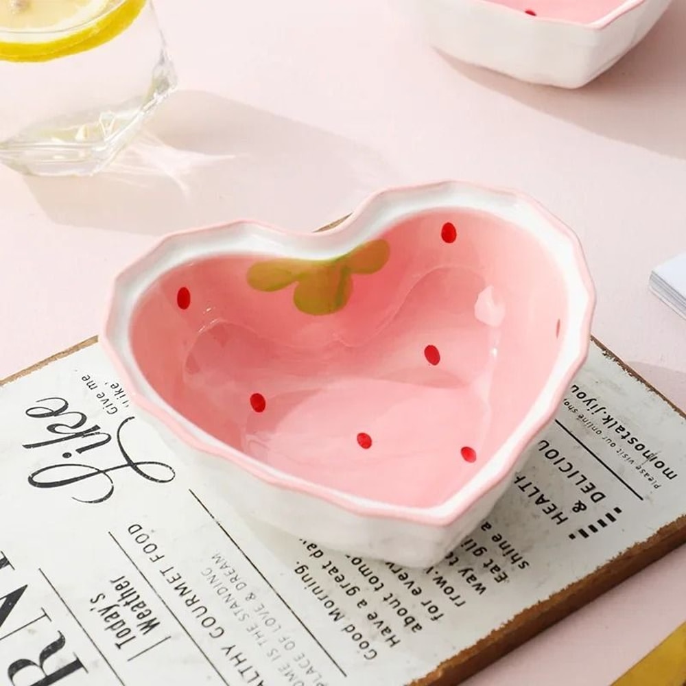 Strawberry Ceramic Bowl With Spoon 2