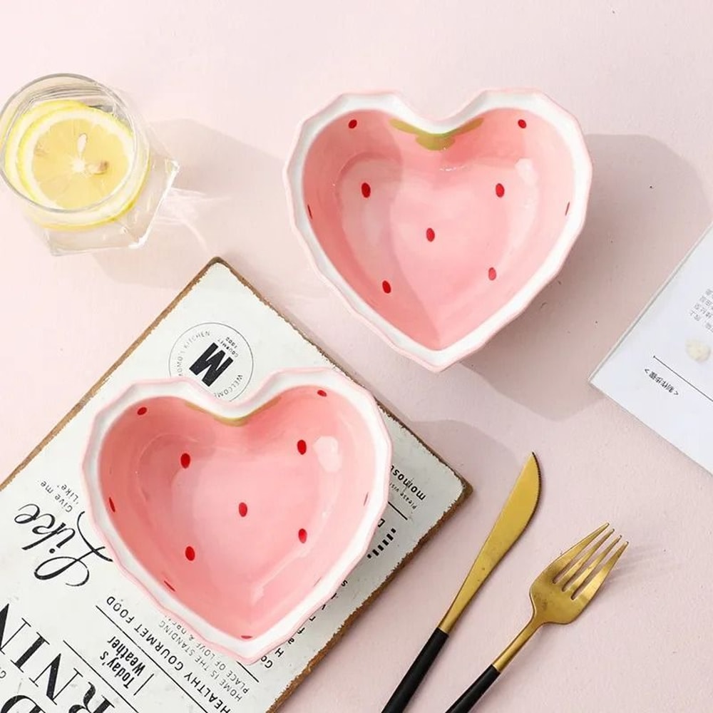 Strawberry Ceramic Bowl With Spoon 5