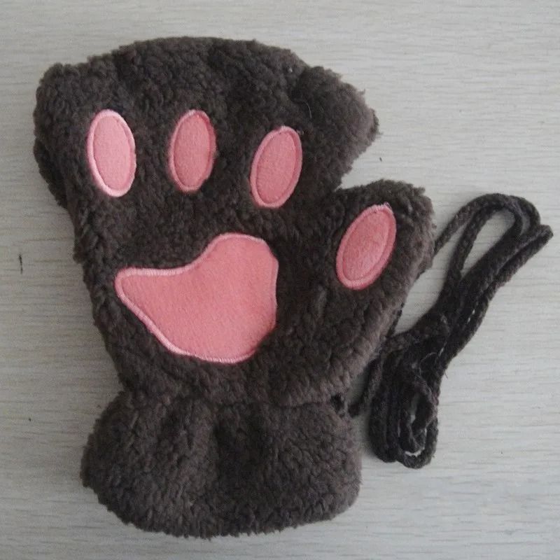 Plush Cat Paw Fingerless Gloves 17