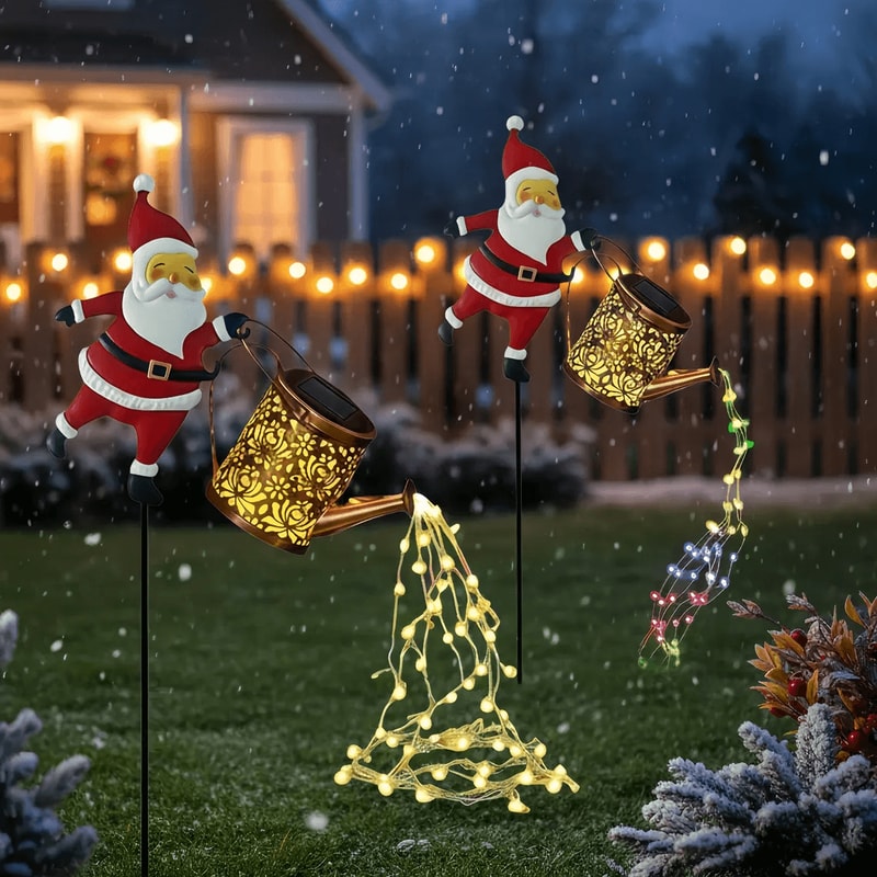Solar Santa Claus Kettle Light For Garden And Outdoor Christmas Decoration 1