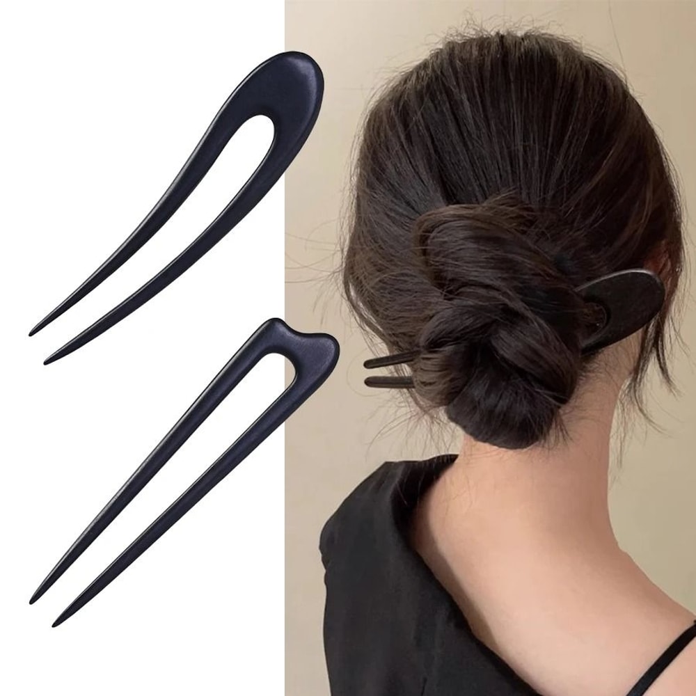 Wooden U Shaped Hair Stick 1