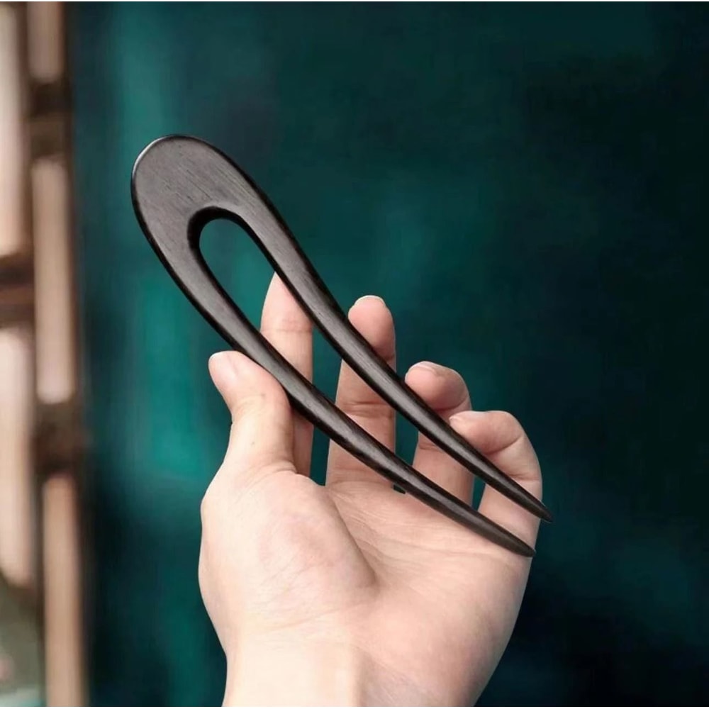 Wooden U Shaped Hair Stick 6