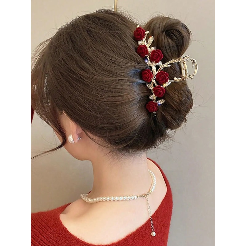 Antique Rose Hair Claw For Women 2