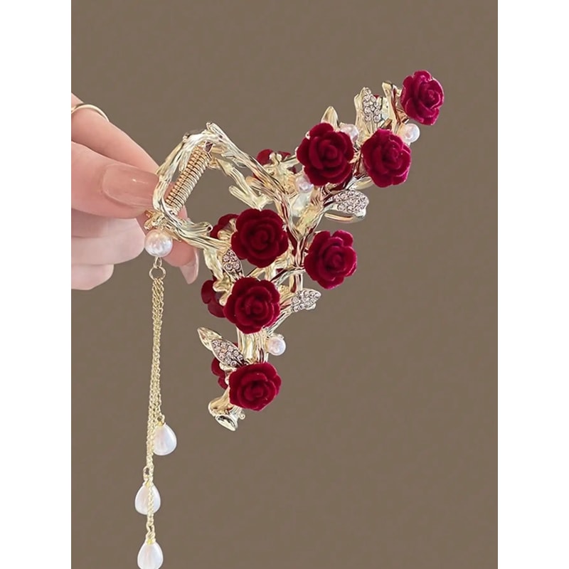 Antique Rose Hair Claw For Women 3