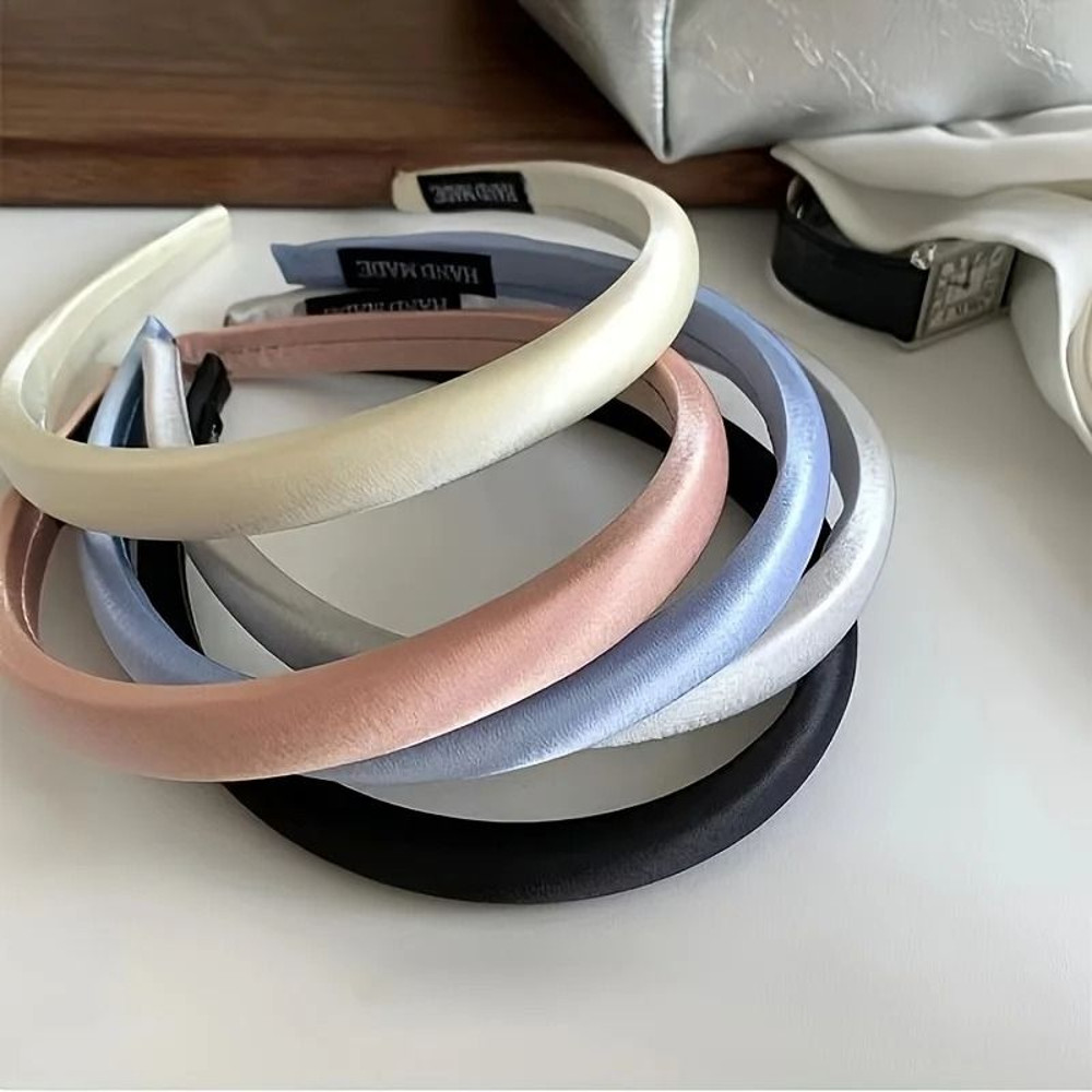 Solid Color Satin Elastic Hair Bands For Women 4