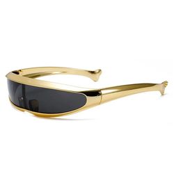 futuristic electroplated one piece sunglasses