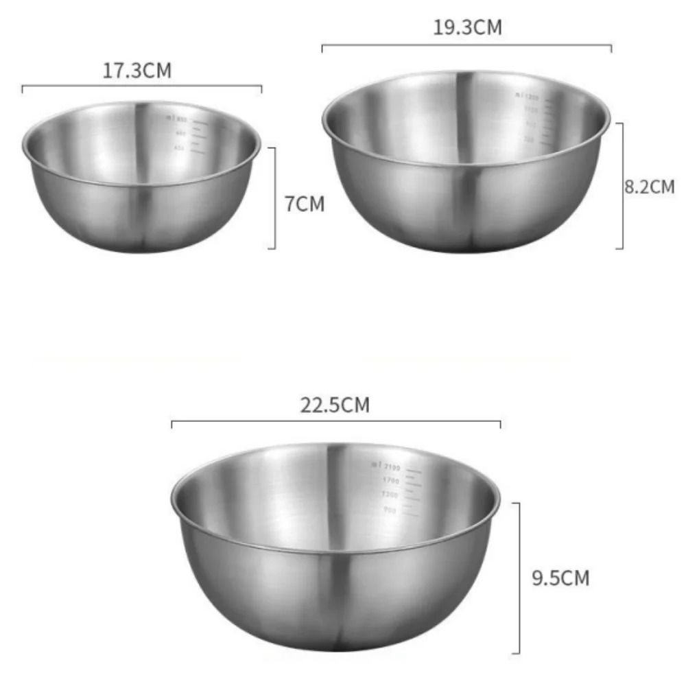 Stainless Steel Mixing Bowl Set With Measurement Scale 10