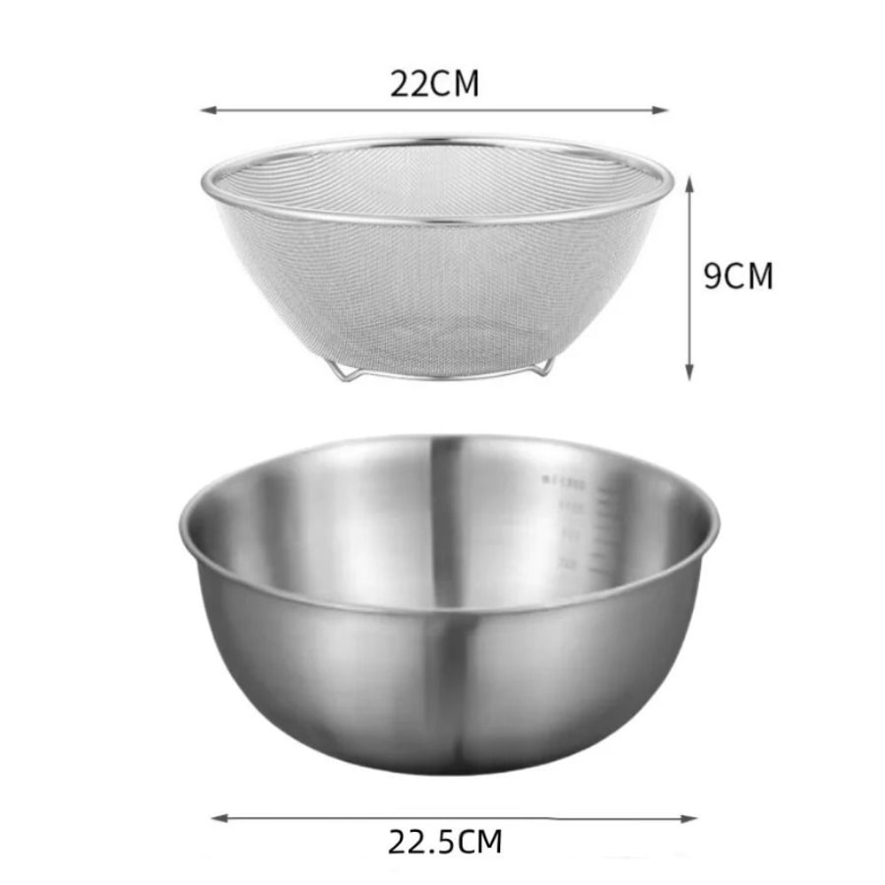 Stainless Steel Mixing Bowl Set With Measurement Scale 16