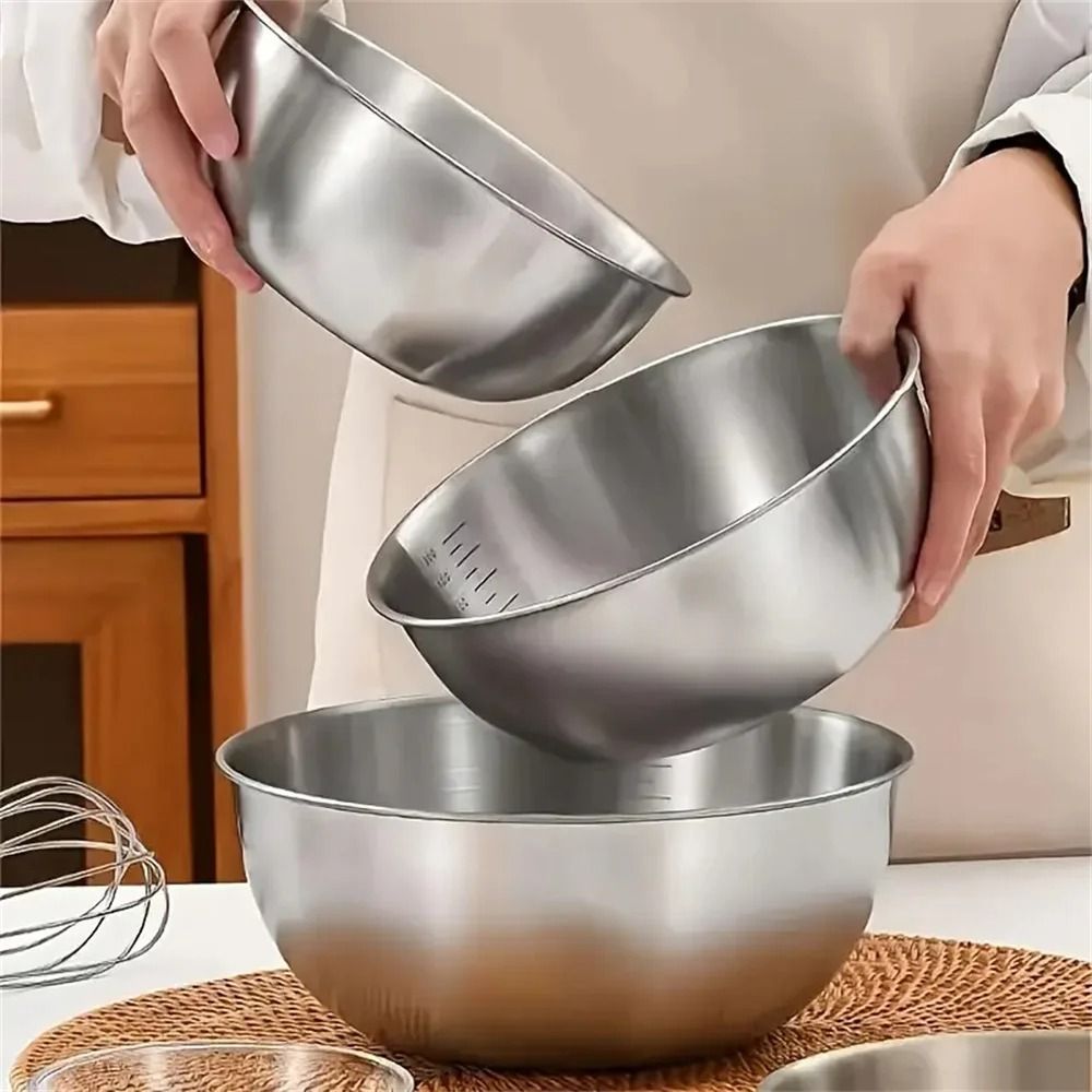Stainless Steel Mixing Bowl Set With Measurement Scale 4