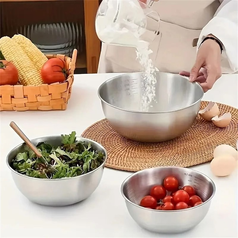 Stainless Steel Mixing Bowl Set With Measurement Scale 5