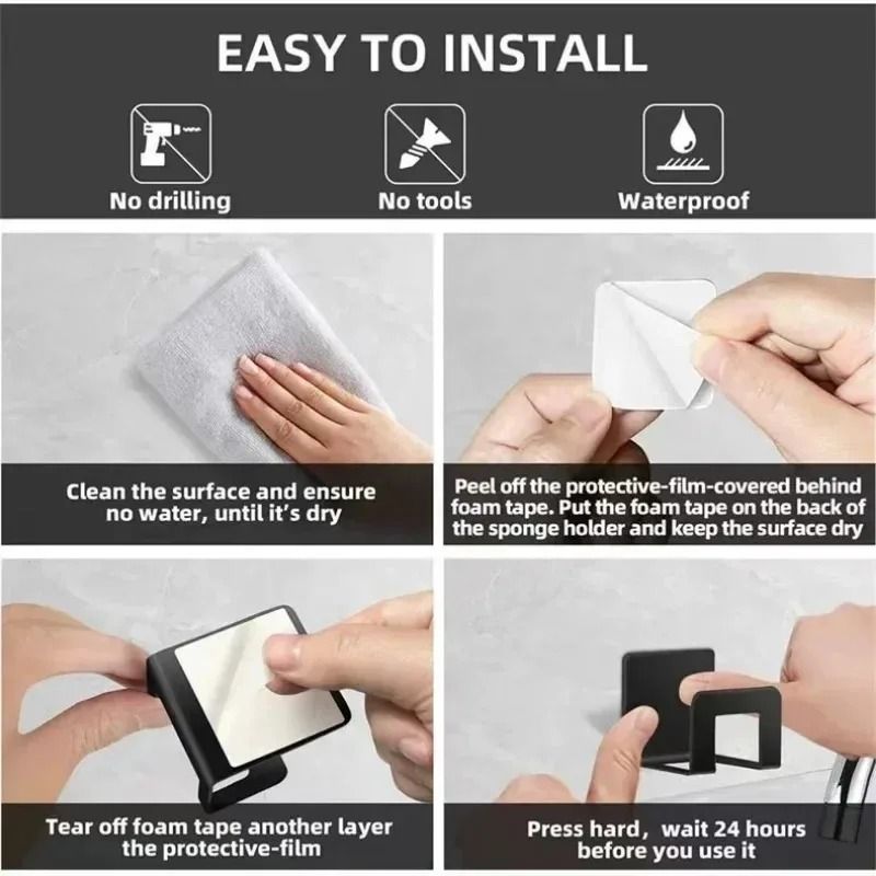 Stainless Steel Sponge Holder Hooks For Kitchen Sink 3