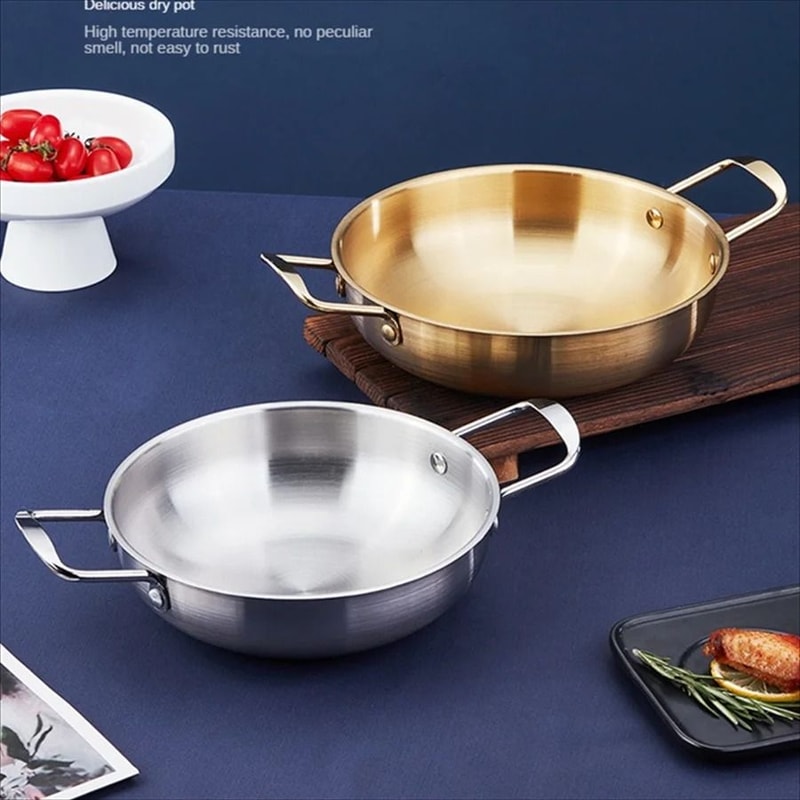 Stainless Steel Cooking And Serving Pan With Handles 0