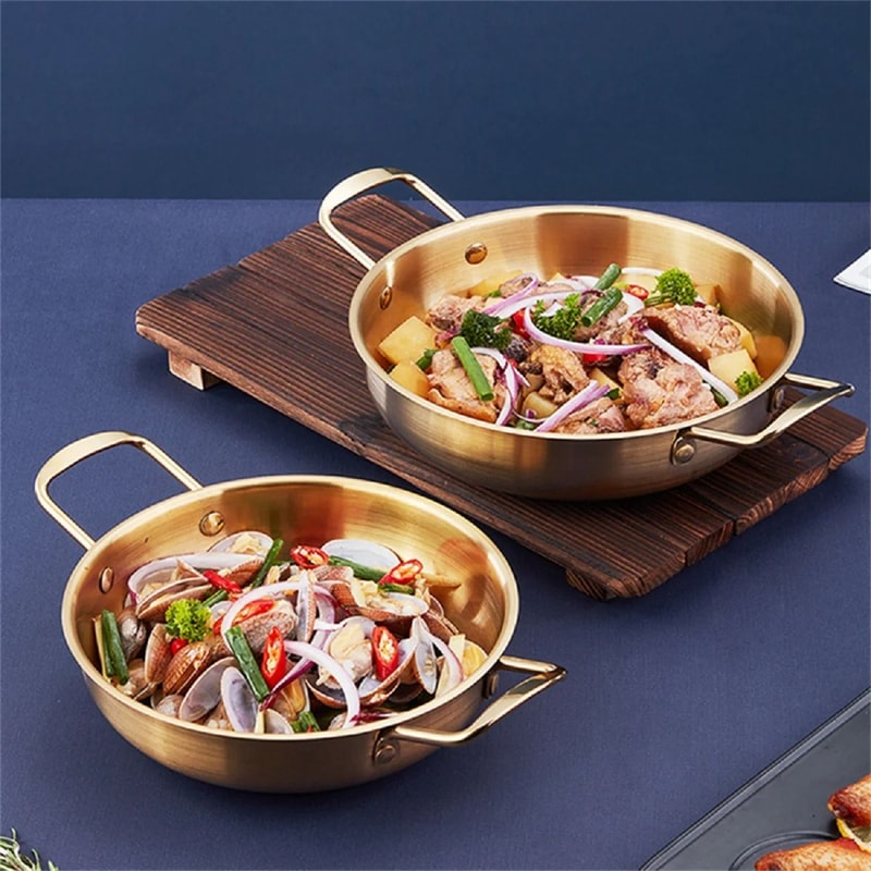 Stainless Steel Cooking And Serving Pan With Handles 3