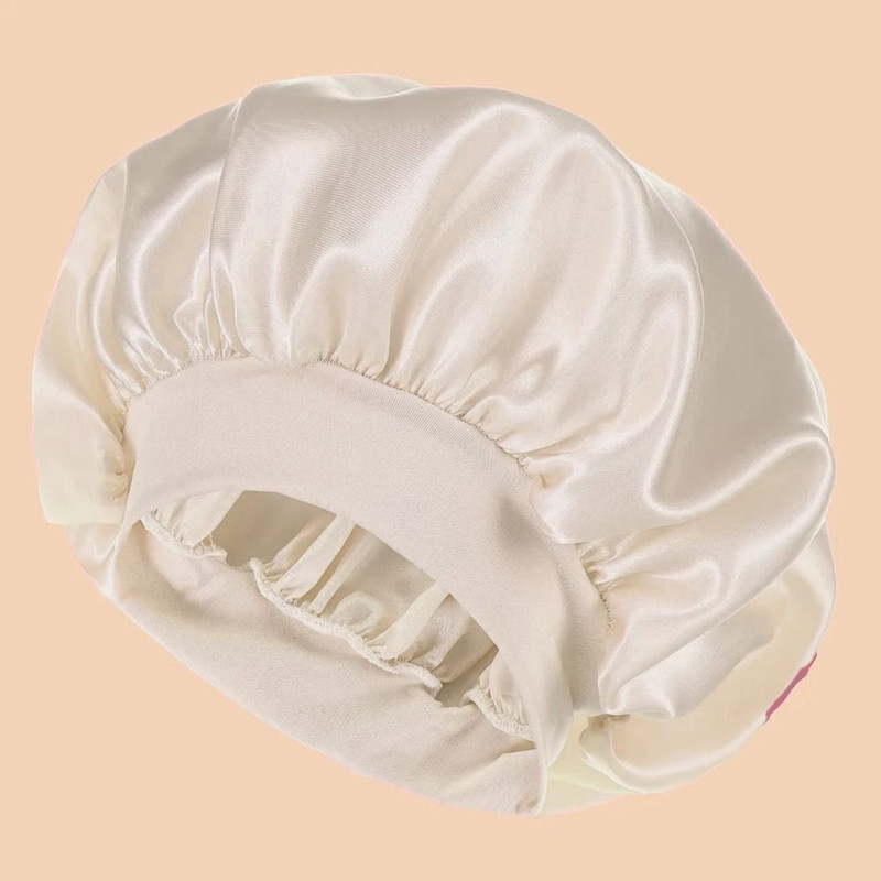 Women Satin Shower Cap Wide Brim Bonnet 17