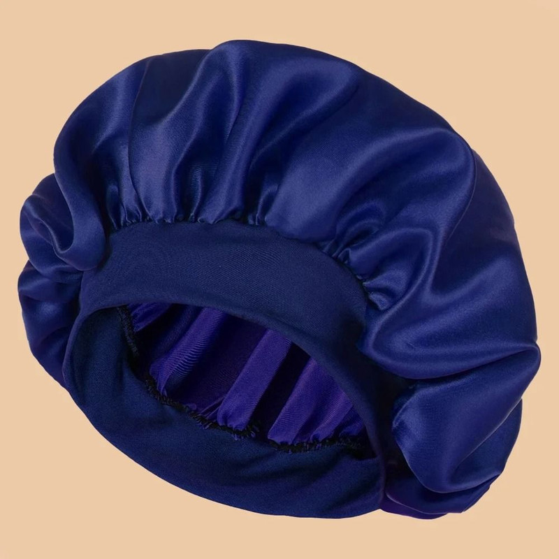 Women Satin Shower Cap Wide Brim Bonnet 22