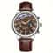 Men Luxury Leather Strap Quartz Watch Glow Dial 5