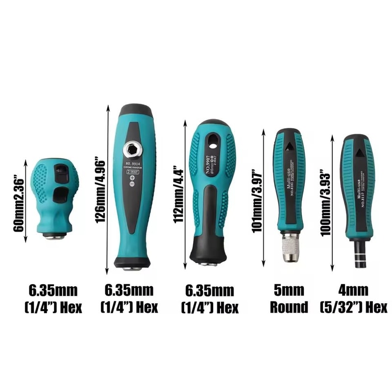 Screwdriver Handle With Multi Adapter 635mm 4mm 5mm 3