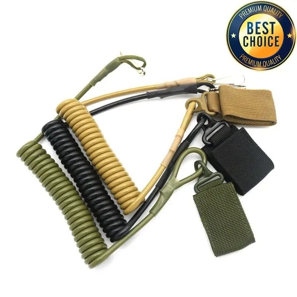 Tactical Anti Lost Elastic Lanyard Rope Spring Safety Strap 1