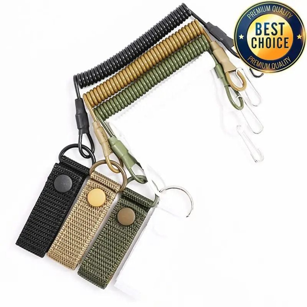 Tactical Anti Lost Elastic Lanyard Rope Spring Safety Strap 2