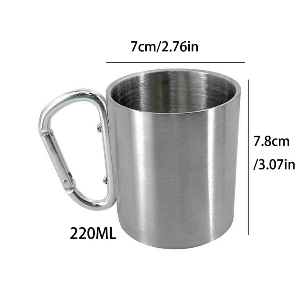 Stainless Steel Camping Cup With Carabiner Handle Portable Outdoor Mug 5