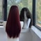 Black Synthetic Long Straight Wig Middle Part Natural Full Head Cover 4