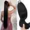 Synthetic Long Straight Ponytail Wig With Headband And Elastic Rope 9