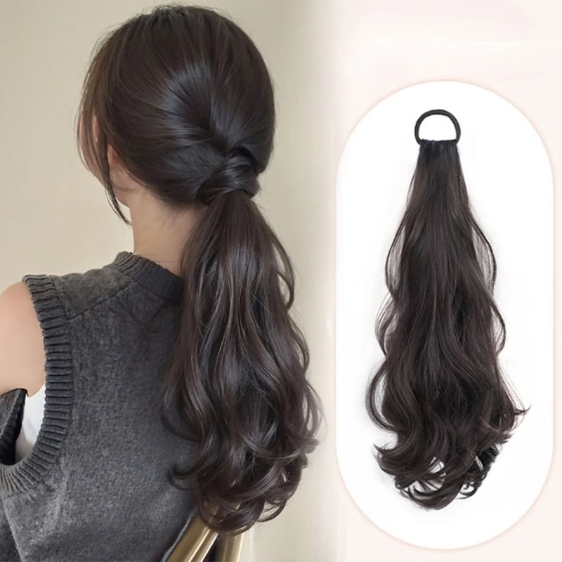 Long Wavy Synthetic Ponytail Hairpiece 0