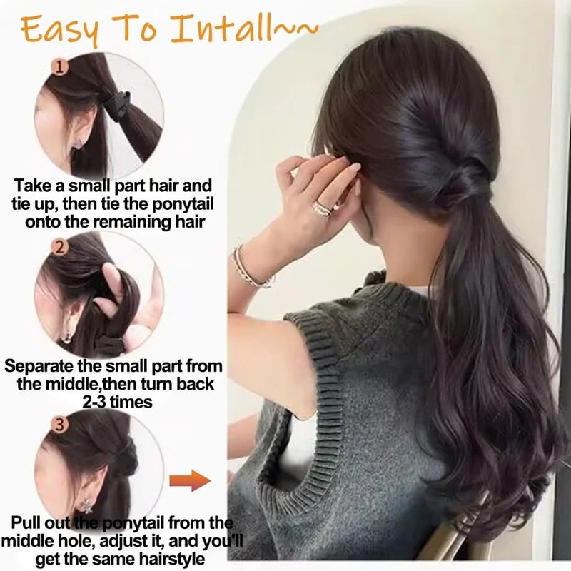Long Wavy Synthetic Ponytail Hairpiece 4