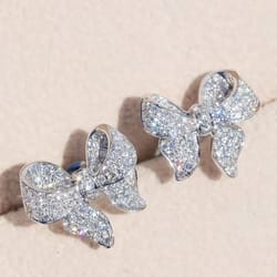 bowknot crystal zircon stud earrings for women