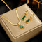Green Crystal Zircon Pendant Necklace And Earrings Set 8