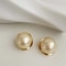 Golden Pearl Stud Earrings For Women 0