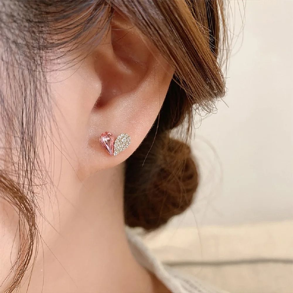 Crystal Heart Stud Earrings For Women 2