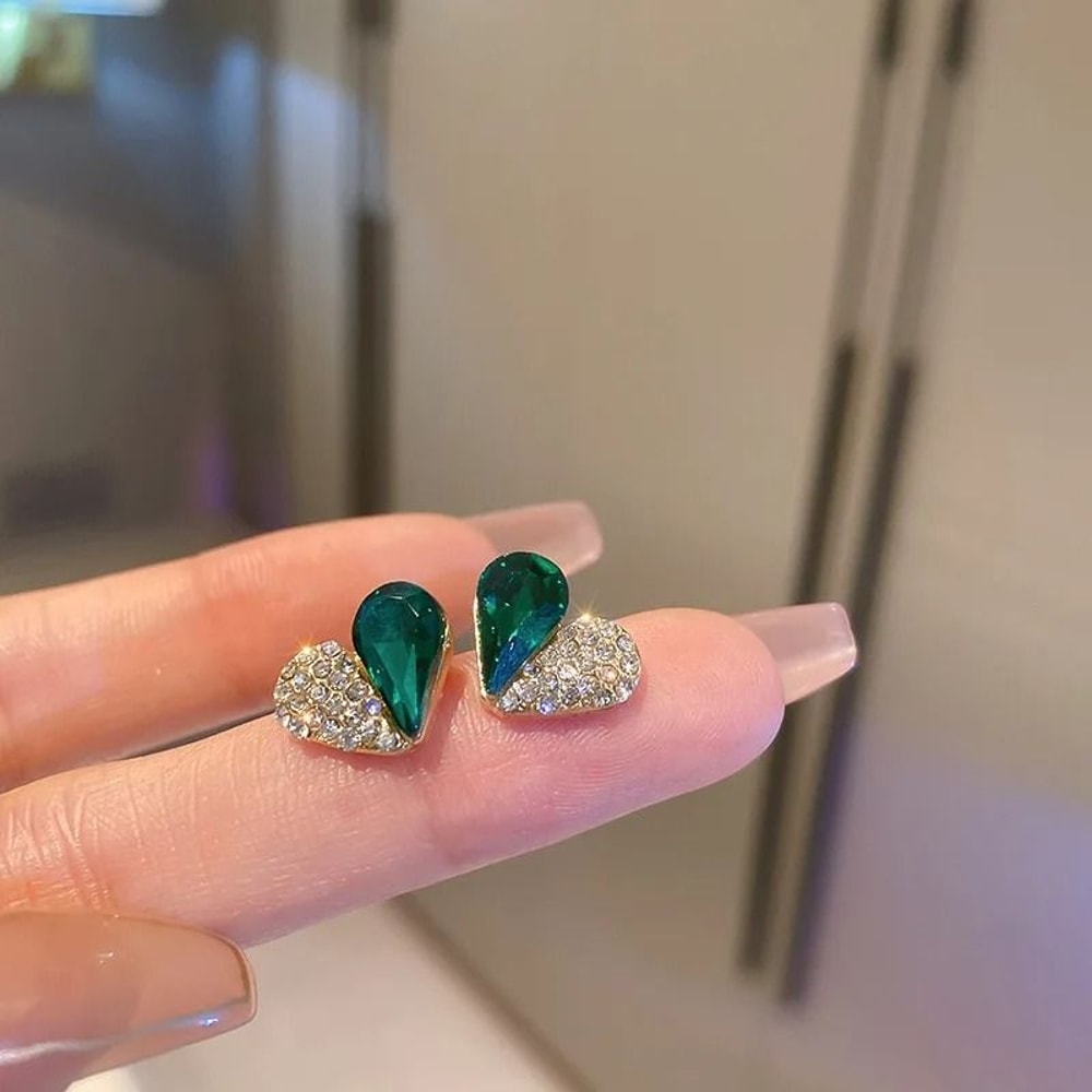 Crystal Heart Stud Earrings For Women 3