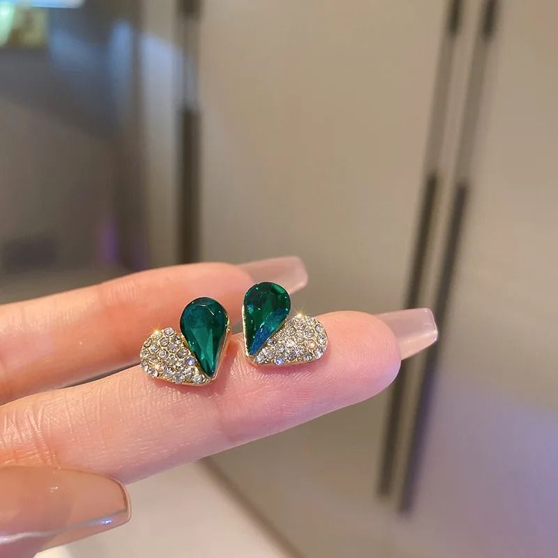 Crystal Heart Stud Earrings For Women 7